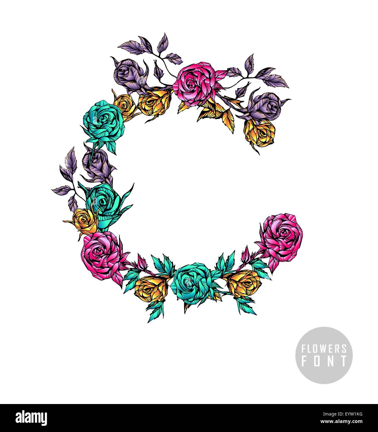 Vector colorful flower font Stock Vector Image & Art - Alamy