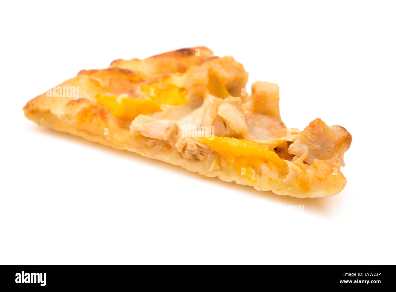 pizza slice with chicken and mango on a white background Stock Photo