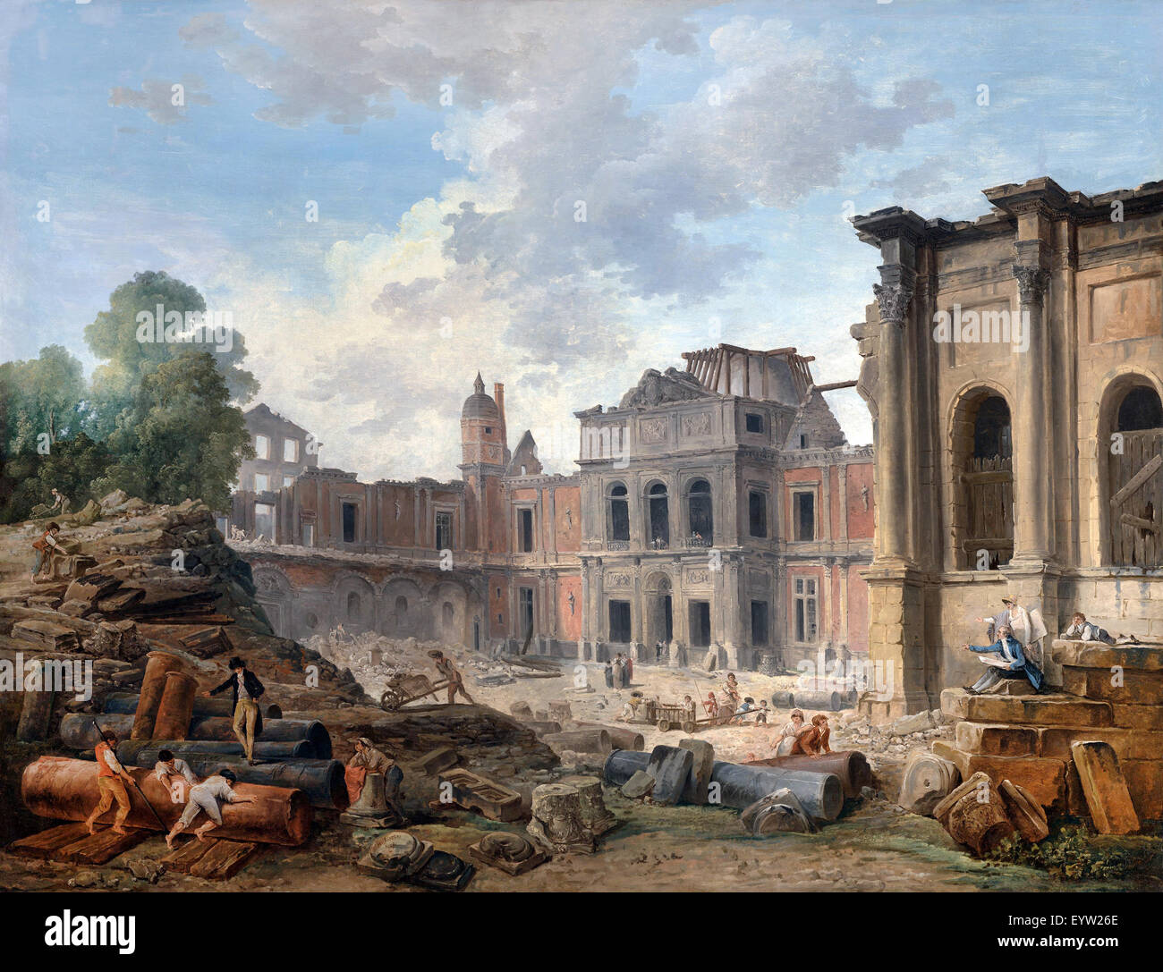 Hubert Robert, Demolition of the Chateau of Meudon 1806 Oil on canvas. The J. Paul Getty Museum, Los Angeles, USA. Stock Photo