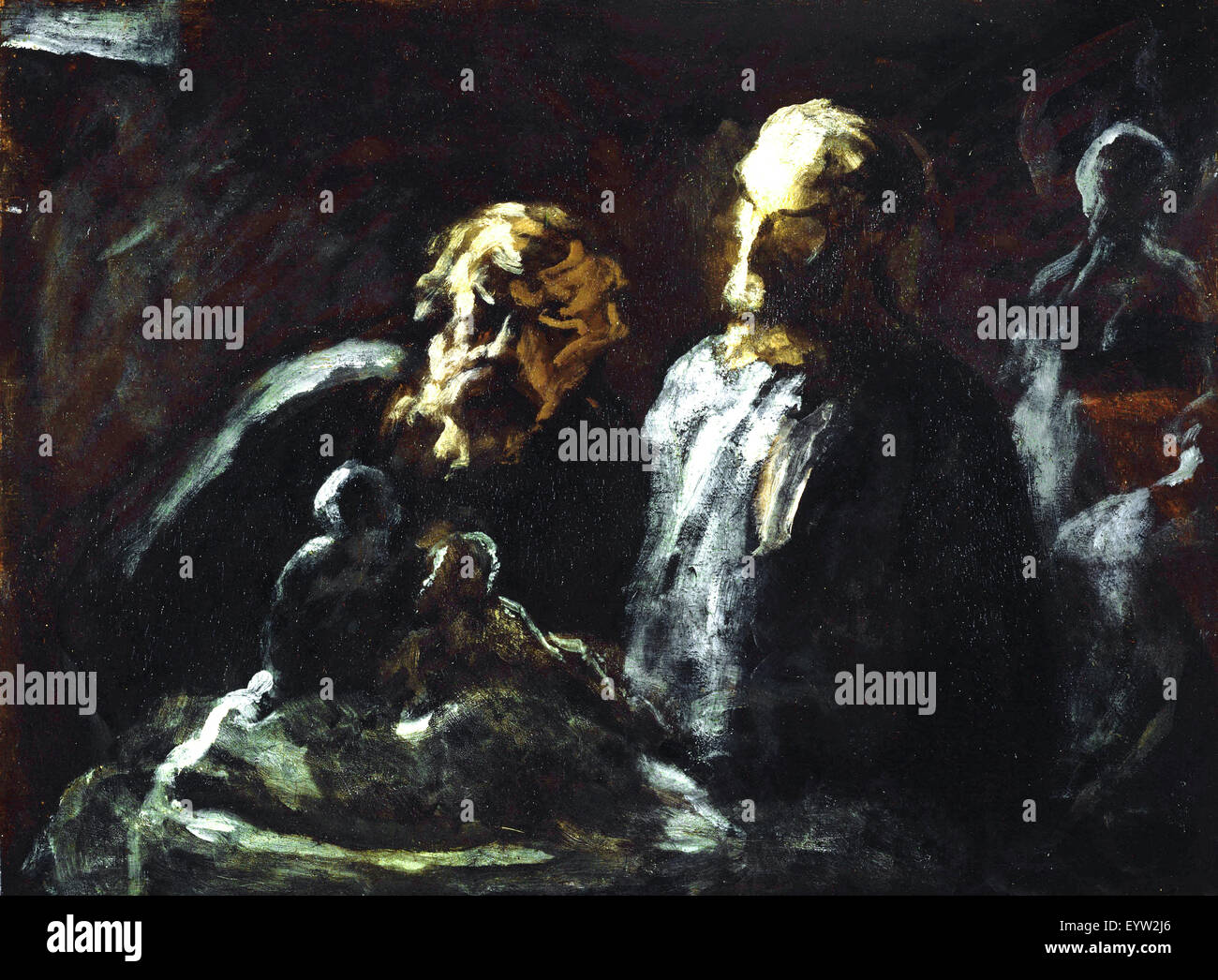 Honore Daumier, Two Sculptors 1870-1873 Oil on panel. The Phillips Collection, Washington, D.C., USA. Stock Photo