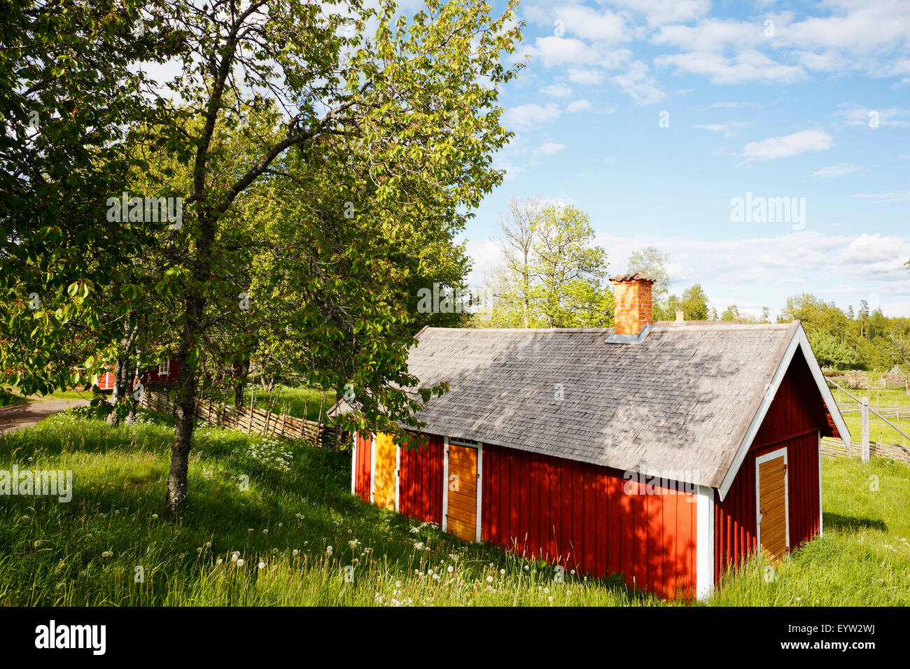 old farm house in rural landscape Stock Photo