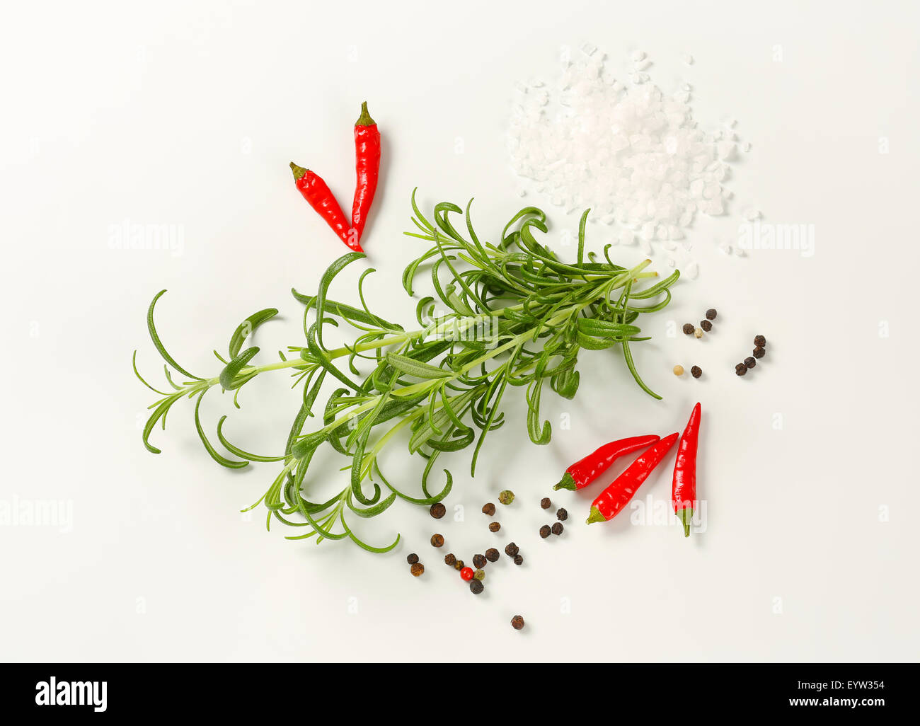 Rosemary, peppercorns and red chili peppers studio shot Stock Photo Alamy