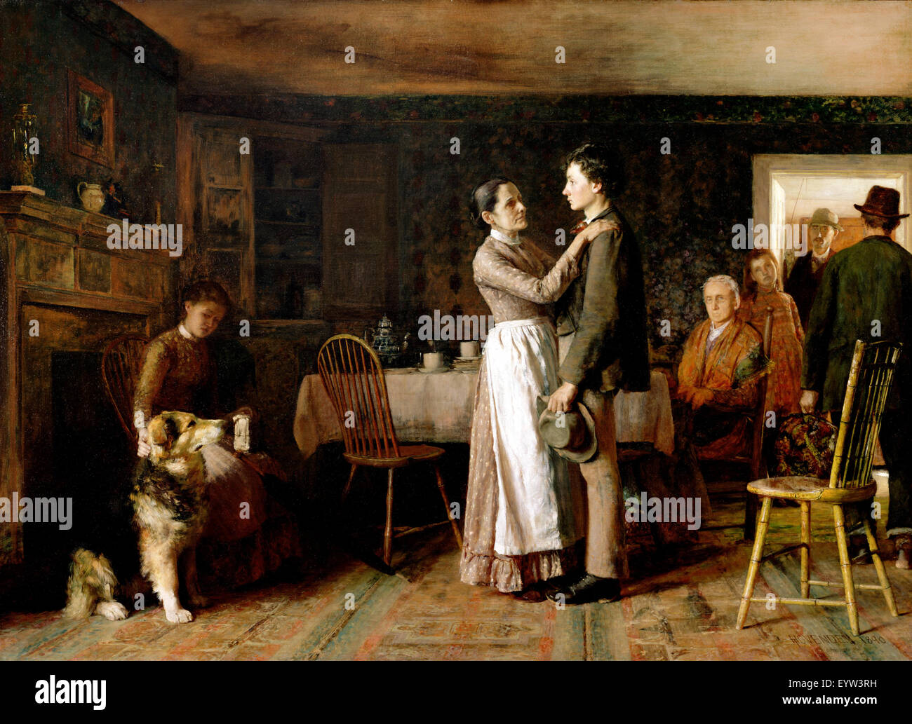 Thomas Hovenden, Breaking Home Ties 1890 Oil on canvas. Philadelphia Museum of Art, USA. Stock Photo