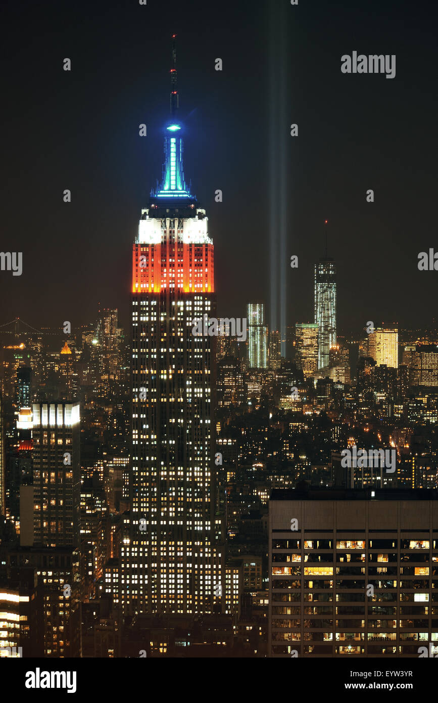 NEW YORK CITY, NY - SEP 11: Empire State Building with tribute on ...