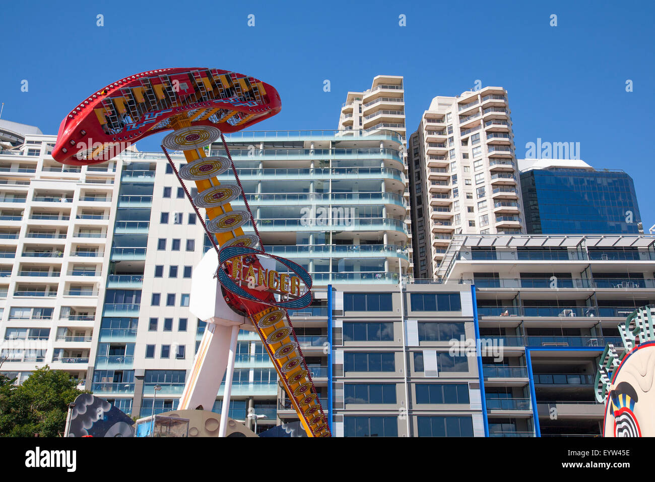 Luna Park amusement funfair and rides at Milsons Point,North Sydney,New south wales,australia Stock Photo