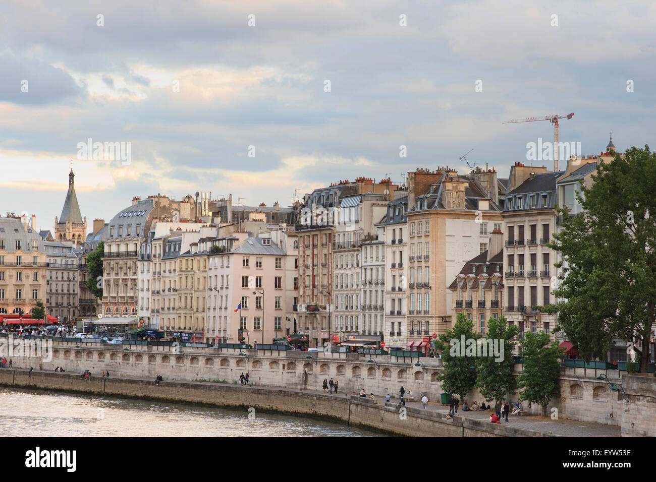 The view from Pont Neuf, looking across to the Quai des Grands Augustins in Paris, France. Stock Photo