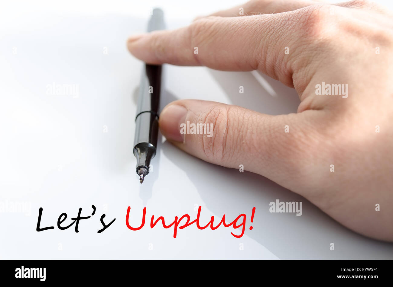 Let's unplug text concept isolated over white background Stock Photo