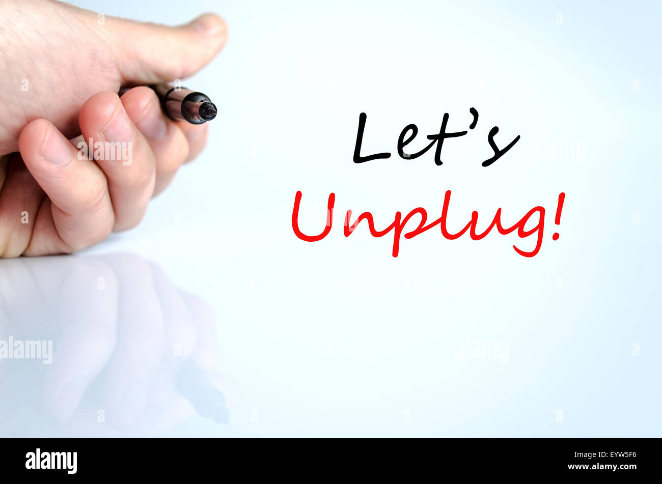 Let's unplug text concept isolated over white background Stock Photo