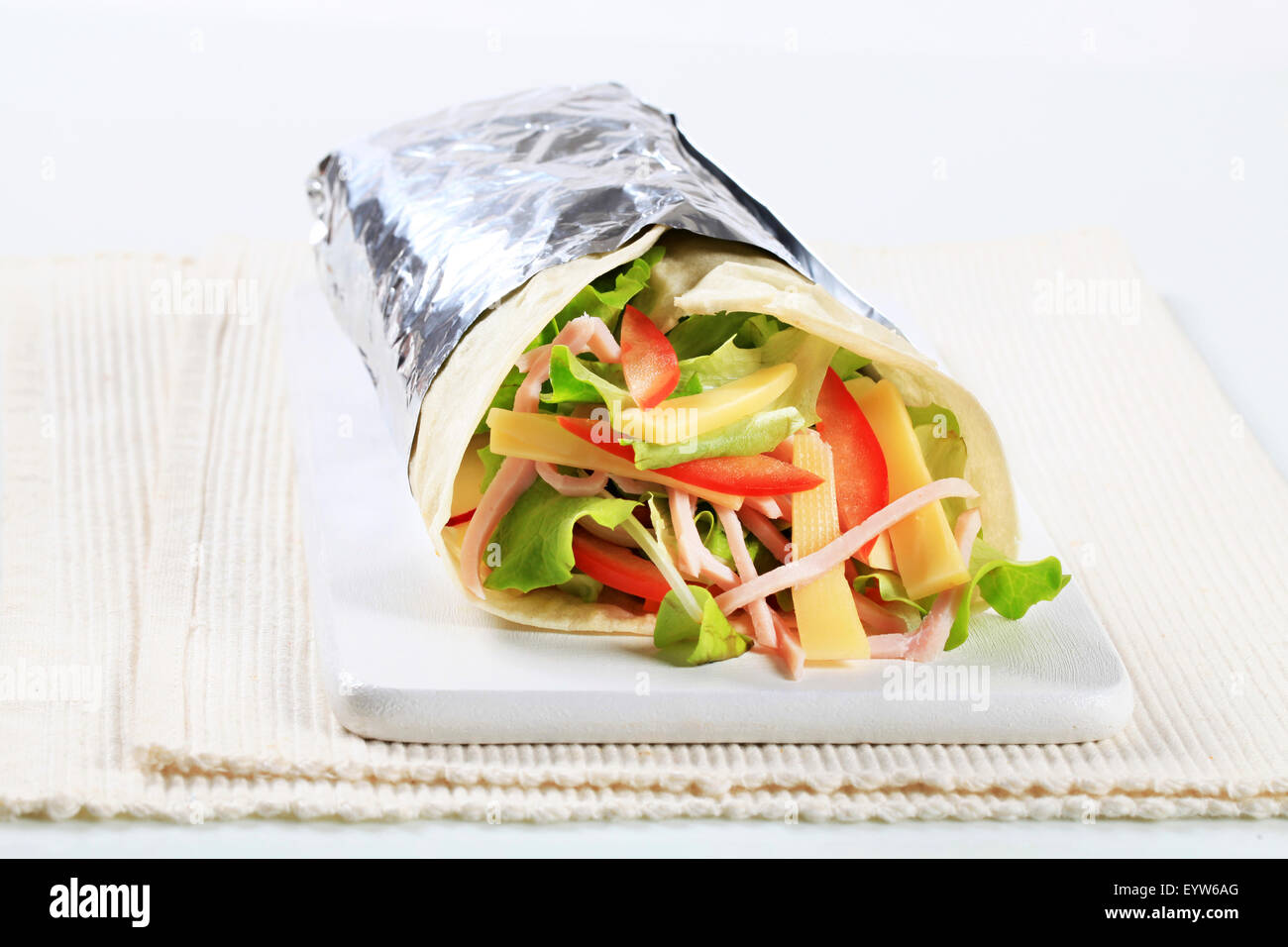 Easy ham and cheese wrap sandwich Stock Photo Alamy