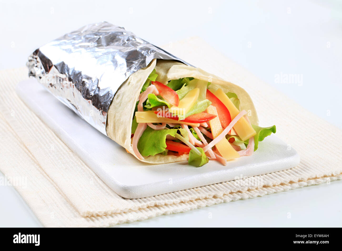 Easy ham and cheese wrap sandwich Stock Photo Alamy