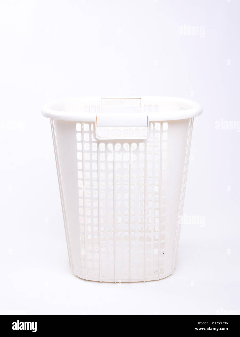 white plastic basket isolated on white background Stock Photo