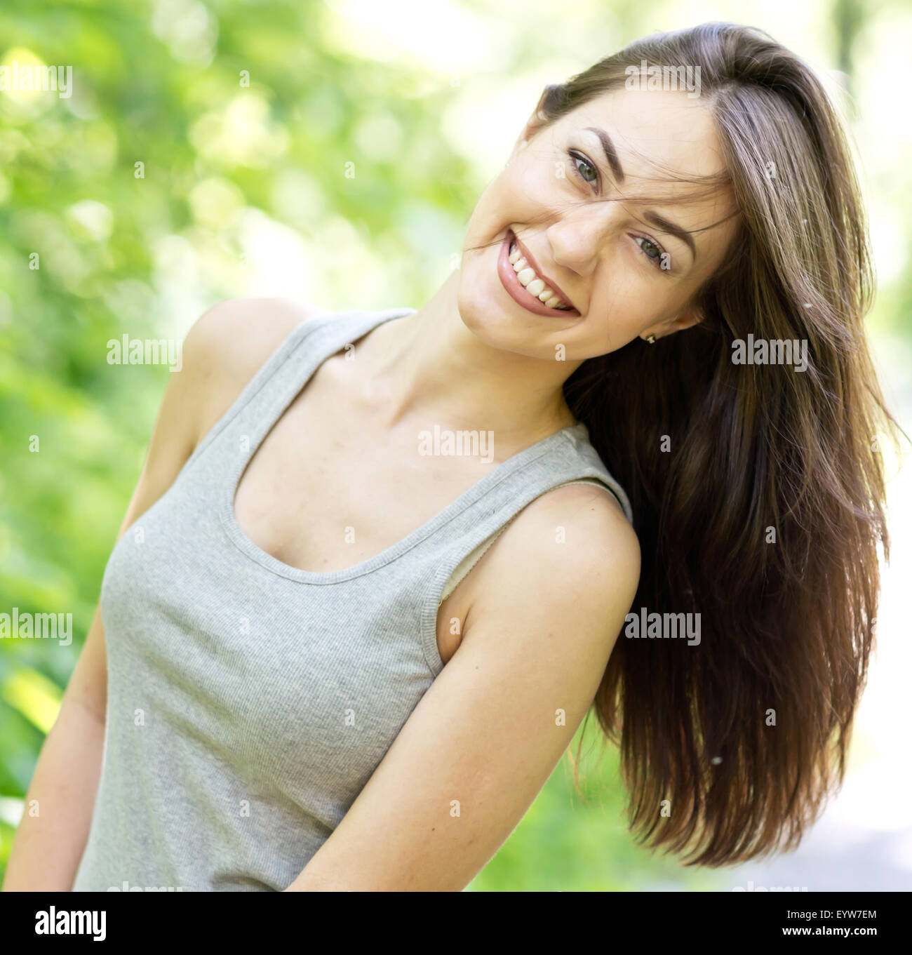 portrait of young beautiful laughing woman Stock Photo