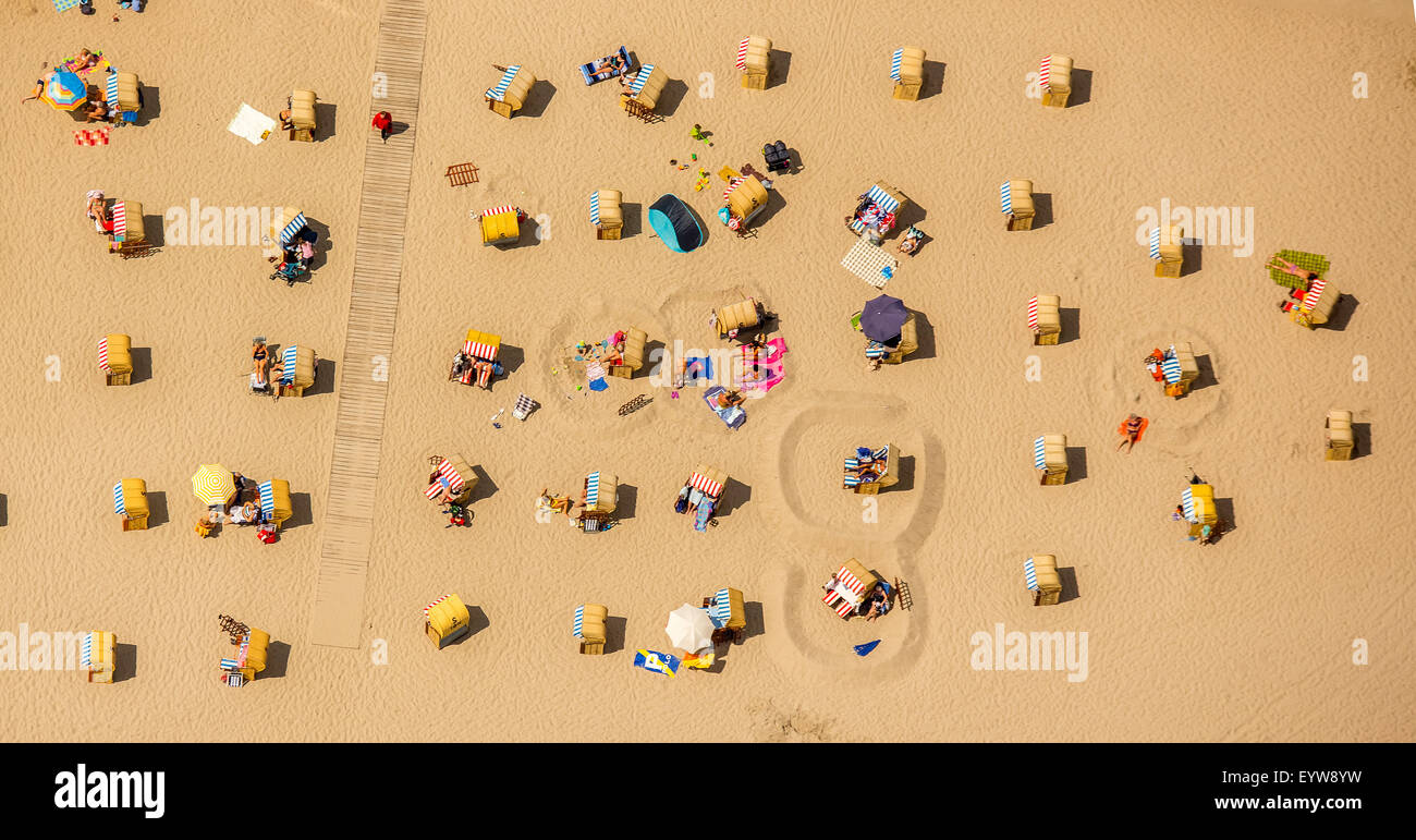 Beach chairs, sand beach, Baltic Sea, Brodtener coast in front of the A-ROSA hotel, Travemünde, Lübeck, Bay of Lübeck Stock Photo