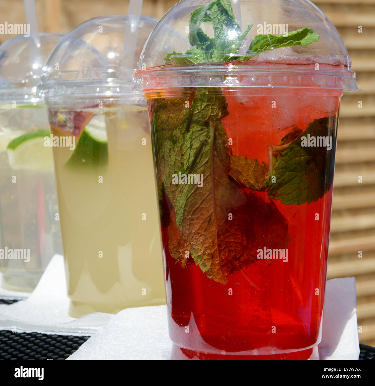 Fresh cold lemonade with mint leaves in a plastic cup Stock Photo Alamy