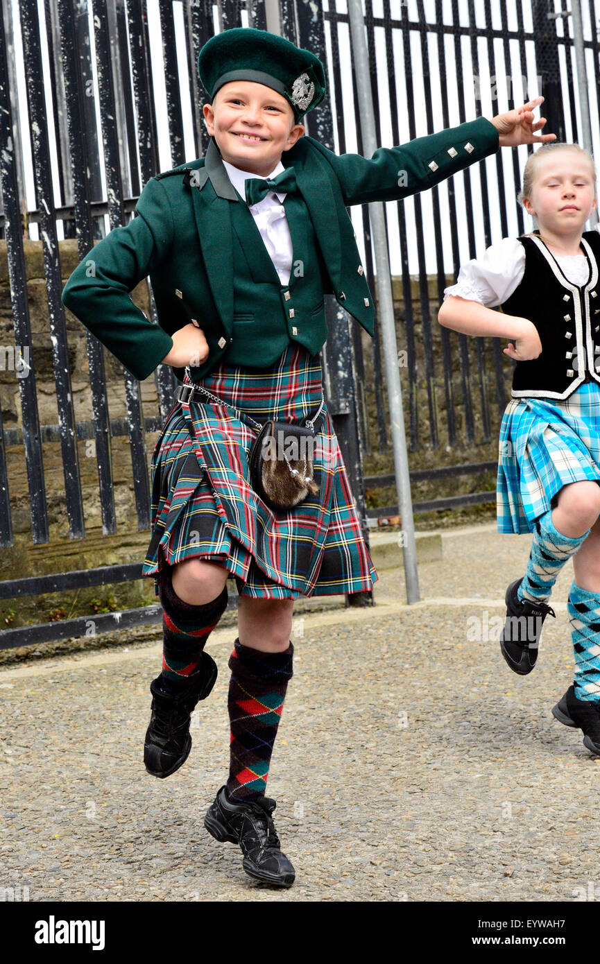 Sollus Highland Dancers on Derry Walls during the Maiden City Festival Stock Photo