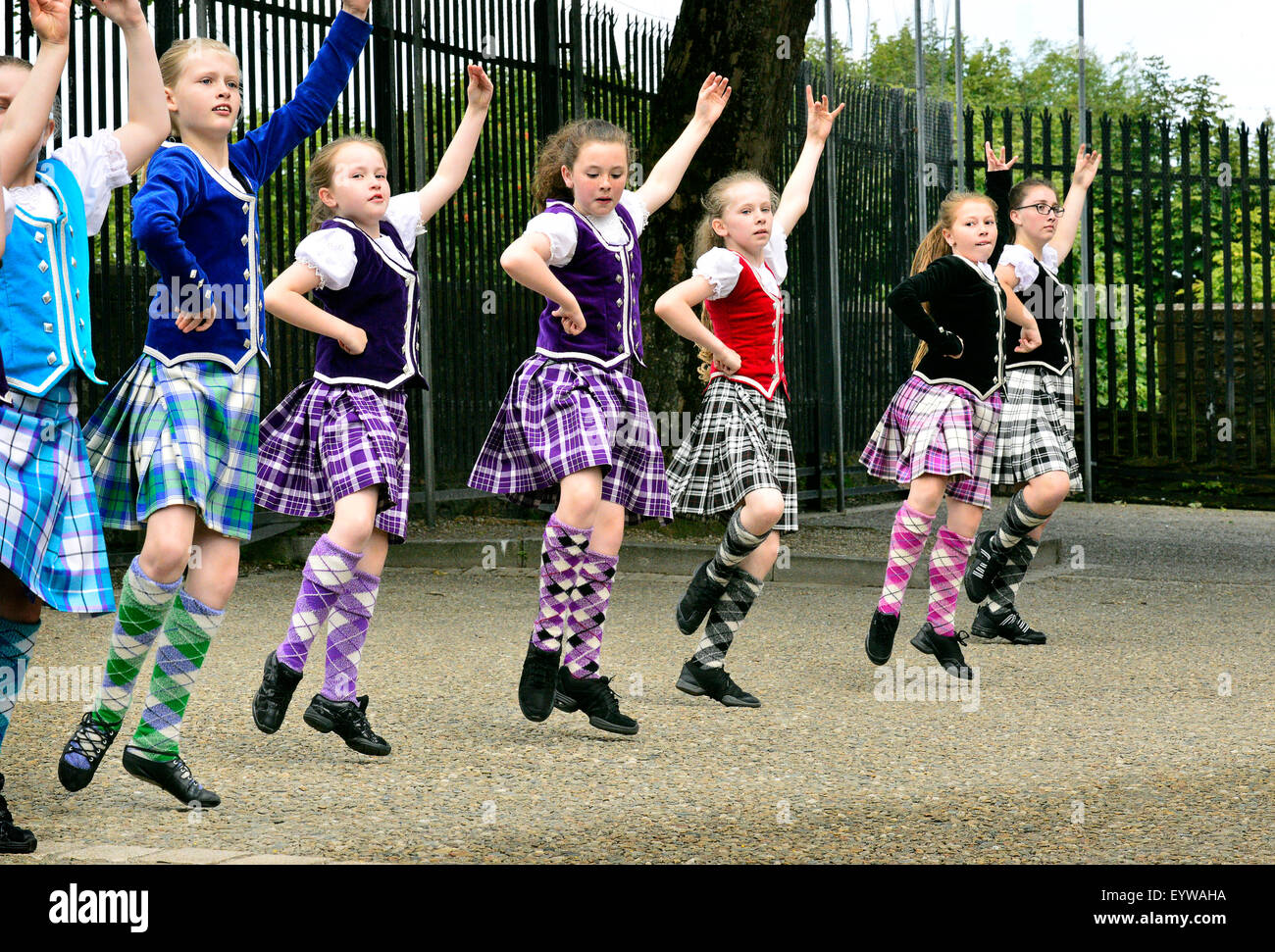 Sollus Highland Dancers on Derry Walls during the Maiden City Festival Stock Photo