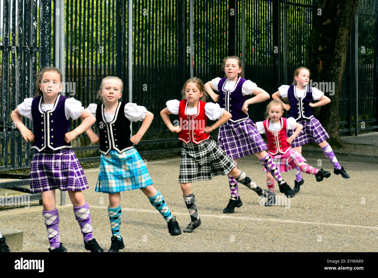 Sollus Highland Dancers on Derry Walls during the Maiden City Festival Stock Photo