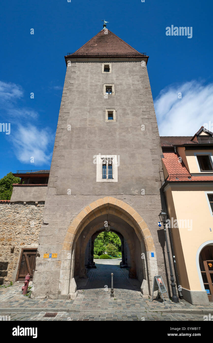 Vilstor, Gothic tower gate, Amberg, Upper Palatinate, Bavaria, Germany Stock Photo