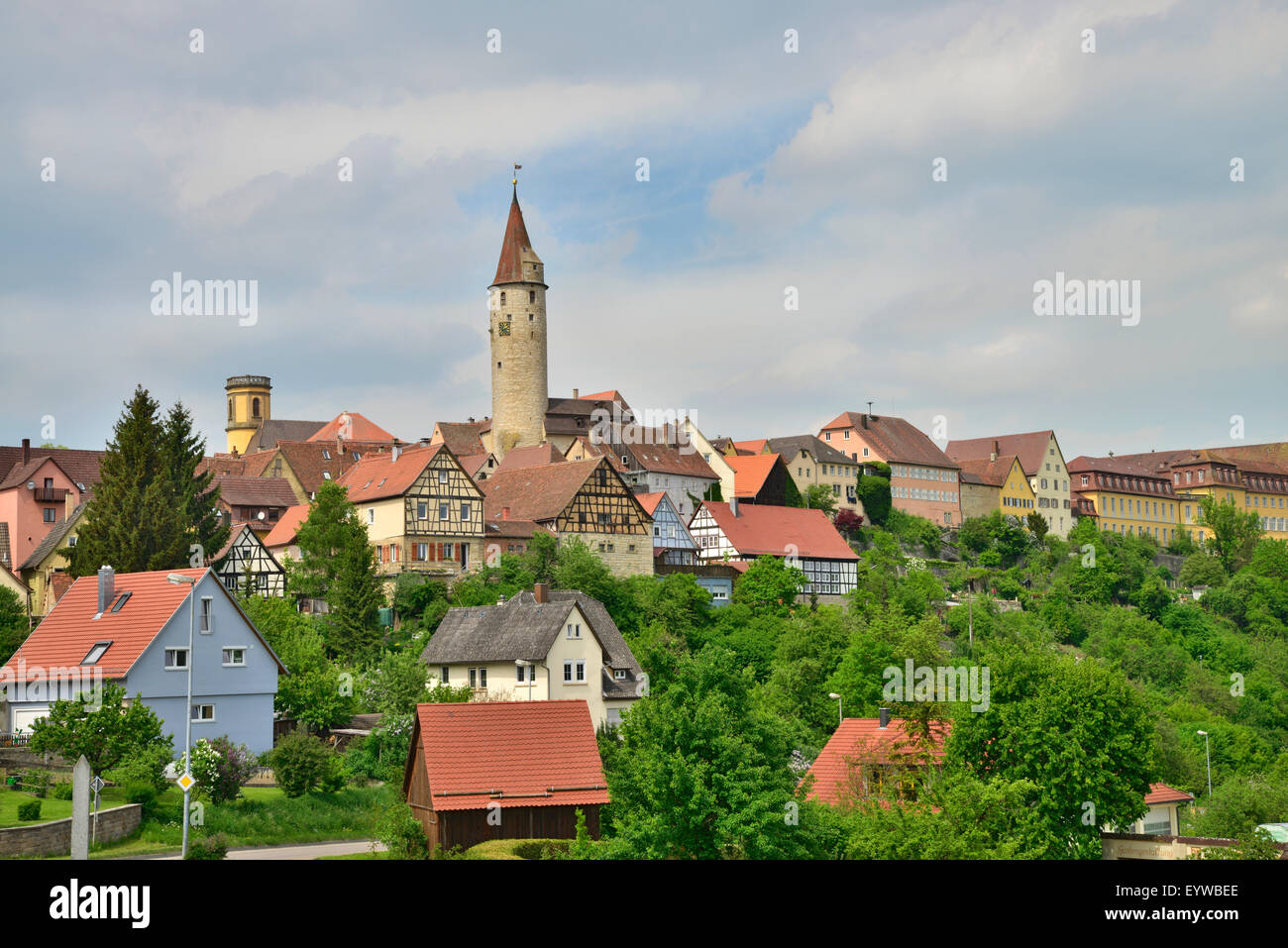 Townscape, Kirchberg an der Jagst, Baden-Württemberg, Germany Stock Photo