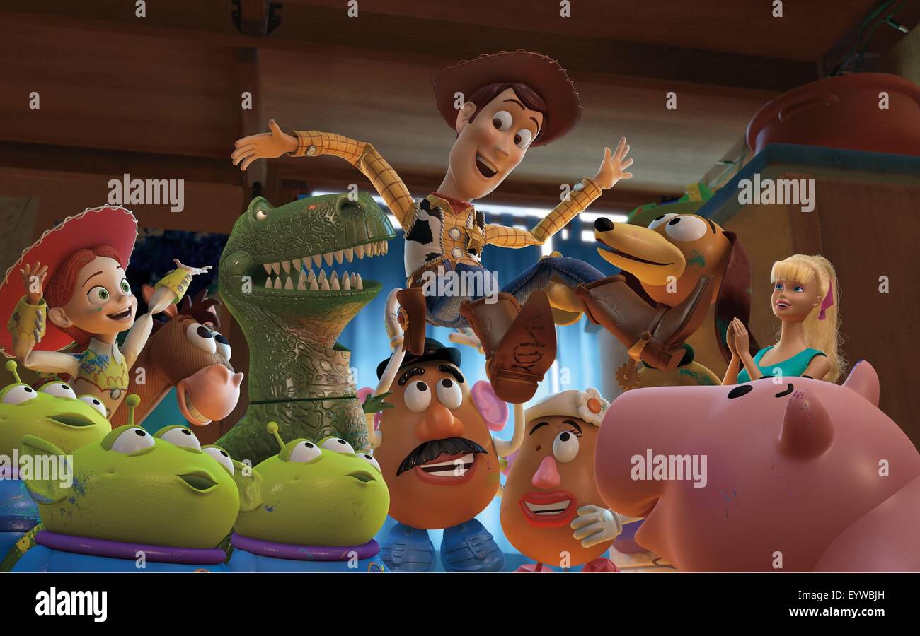 Toy Story 3 ; Year : 2010 USA ; Director : Lee Unkrich ; Animation ; Aliens, Jessie, Bullseye, Rex, Mr. Potato Head, Woody, Mrs. Potato Head, Slinky Dog, Hamm, Barbie Stock Photo