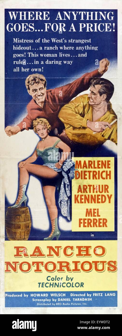 Rancho Notorious Year : 1951 Director : Fritz Lang Movie poster Stock ...