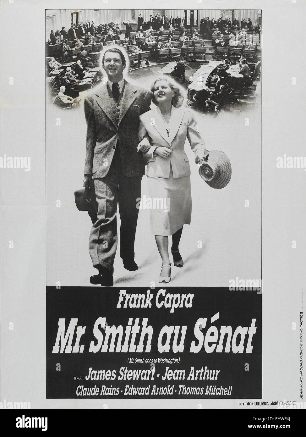 Mr. Smith Goes to Washington ; Year : 1939 - usa ; Director : Frank Capra ; James Stewart, Jean Arthur ; Movie poster (Fr) Stock Photo