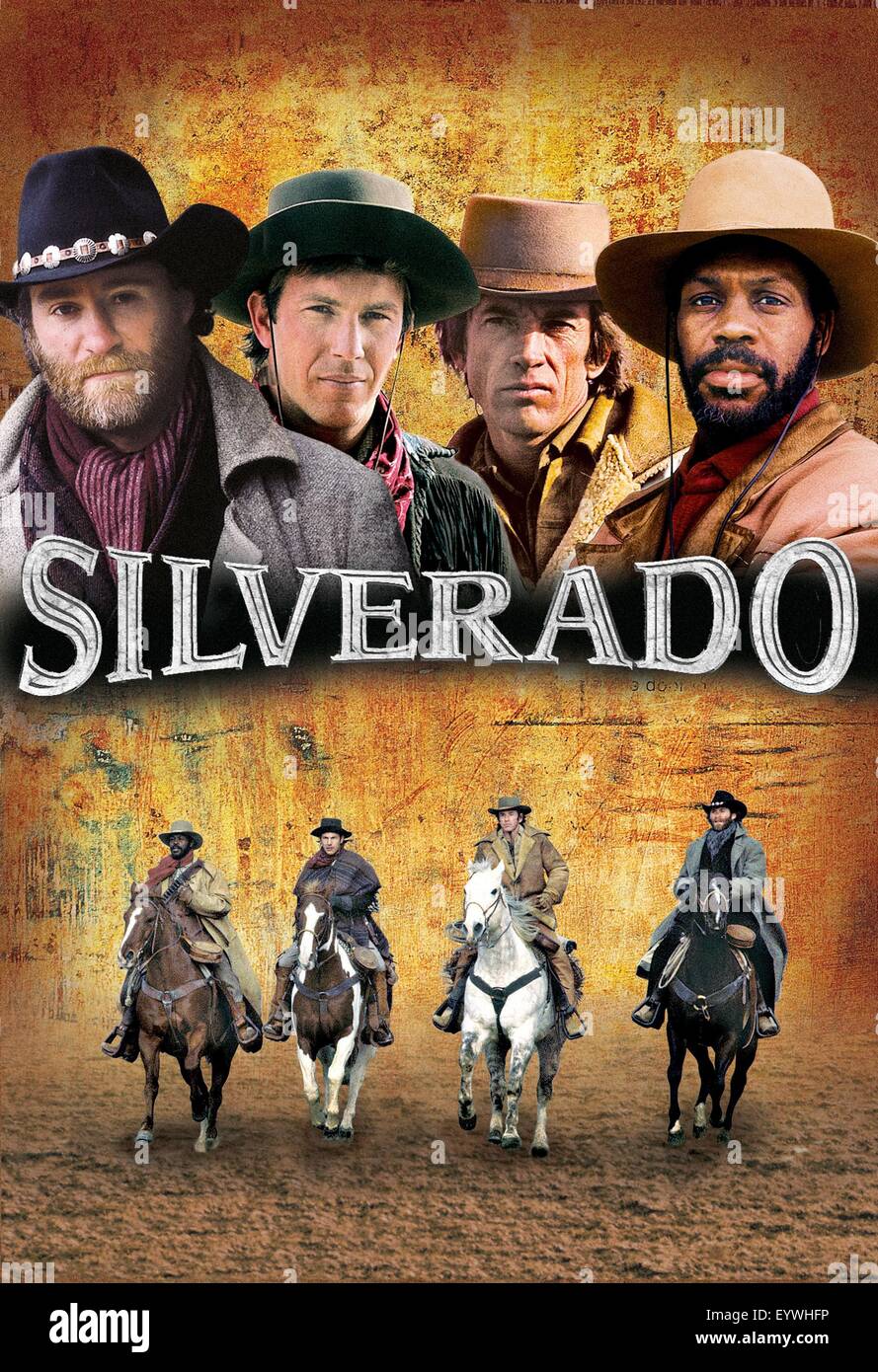 Silverado ; Year : 1985 USA ; Director : Lawrence Kasdan ; Kevin Kline, Kevin Costner, Scott Glenn, Danny Glover ; Movie poster Stock Photo