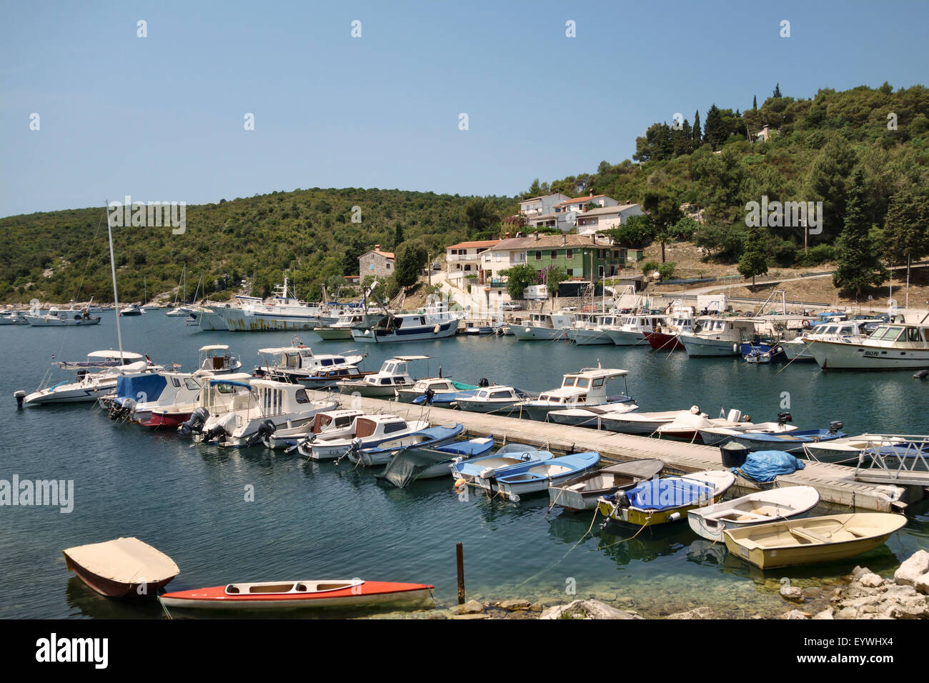 Istria, Croatia. Krnica Porat, a small quiet harbour on the east coast of the Istrian peninsula, about 20km from Pula Stock Photo