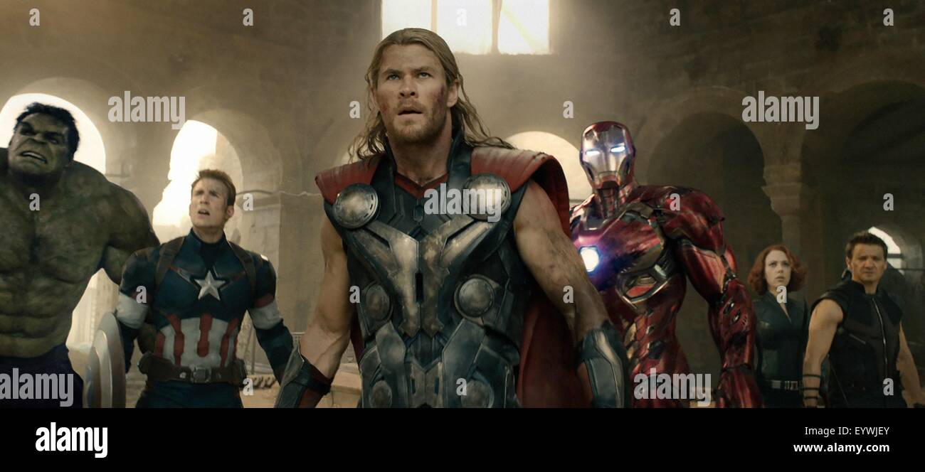 Avengers : Age of Ultron ; Year : 2015 USA ; Director : Joss Whedon ; Chris Evans, Chris Hemsworth Stock Photo
