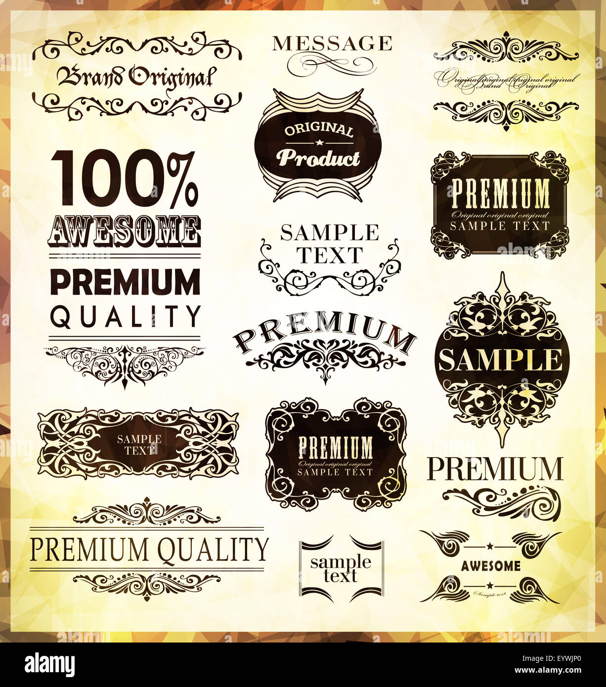 calligraphic design elements and page decoration vector set Stock Photo ...