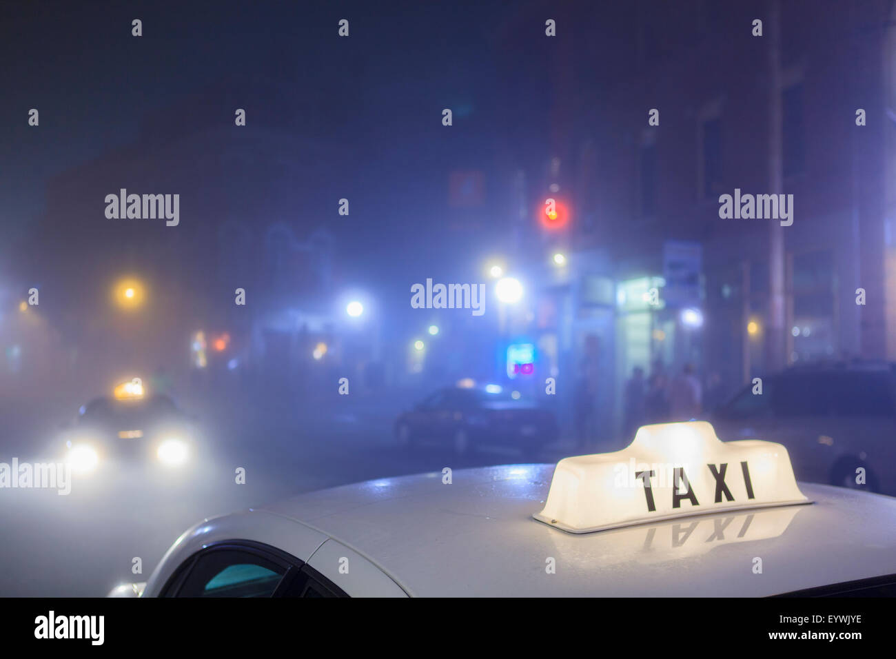 Taxi cab in the city in Boston Stock Photo