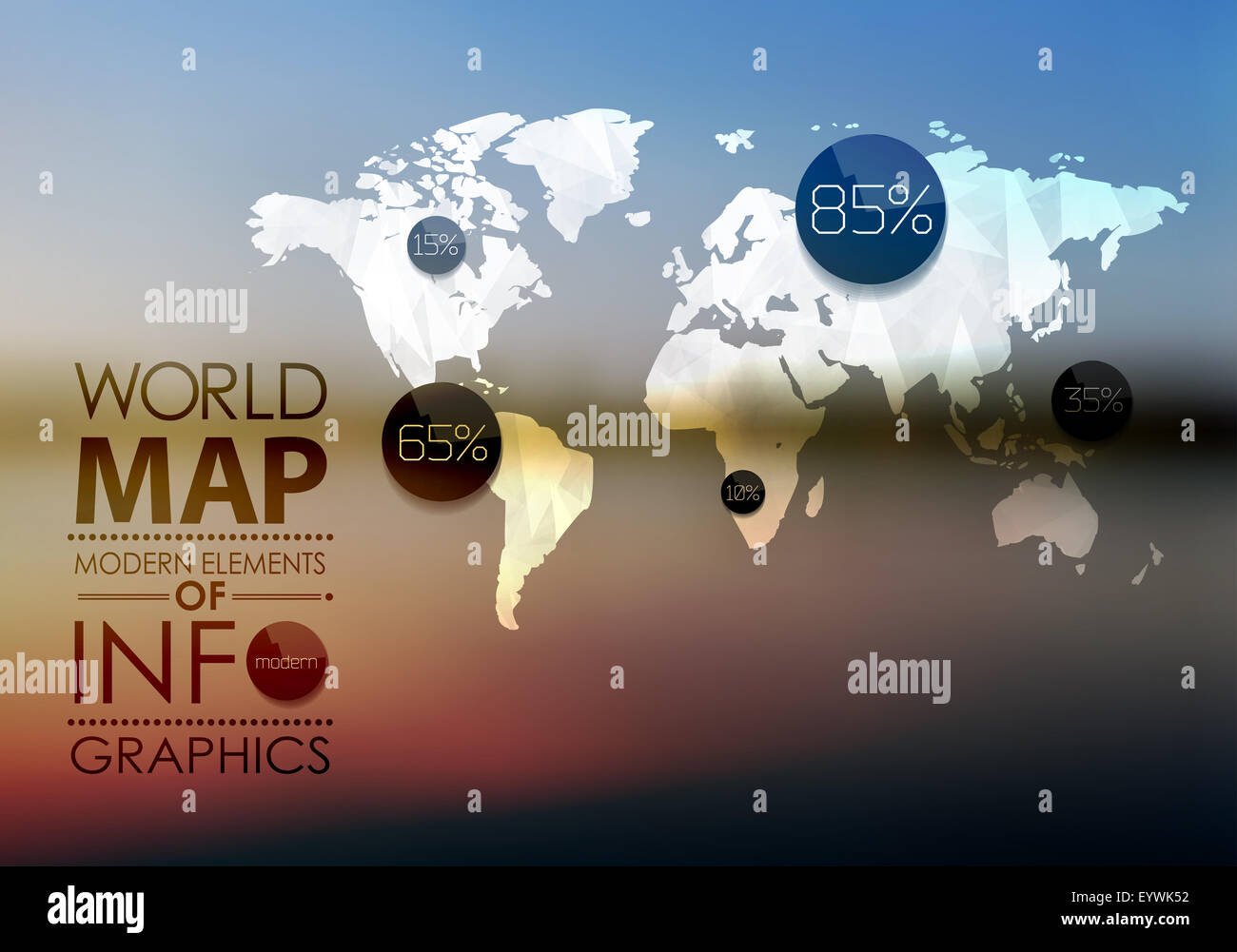 World Map and Information Graphics Stock Photo