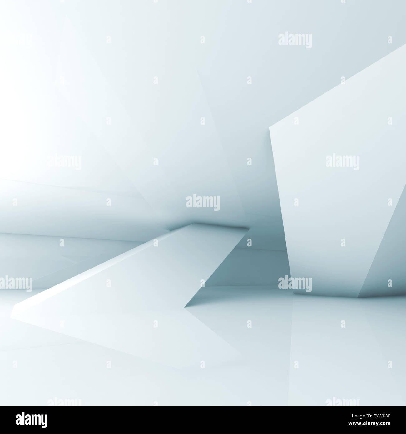 Abstract empty light blue room interior with inclined columns, 3d ...