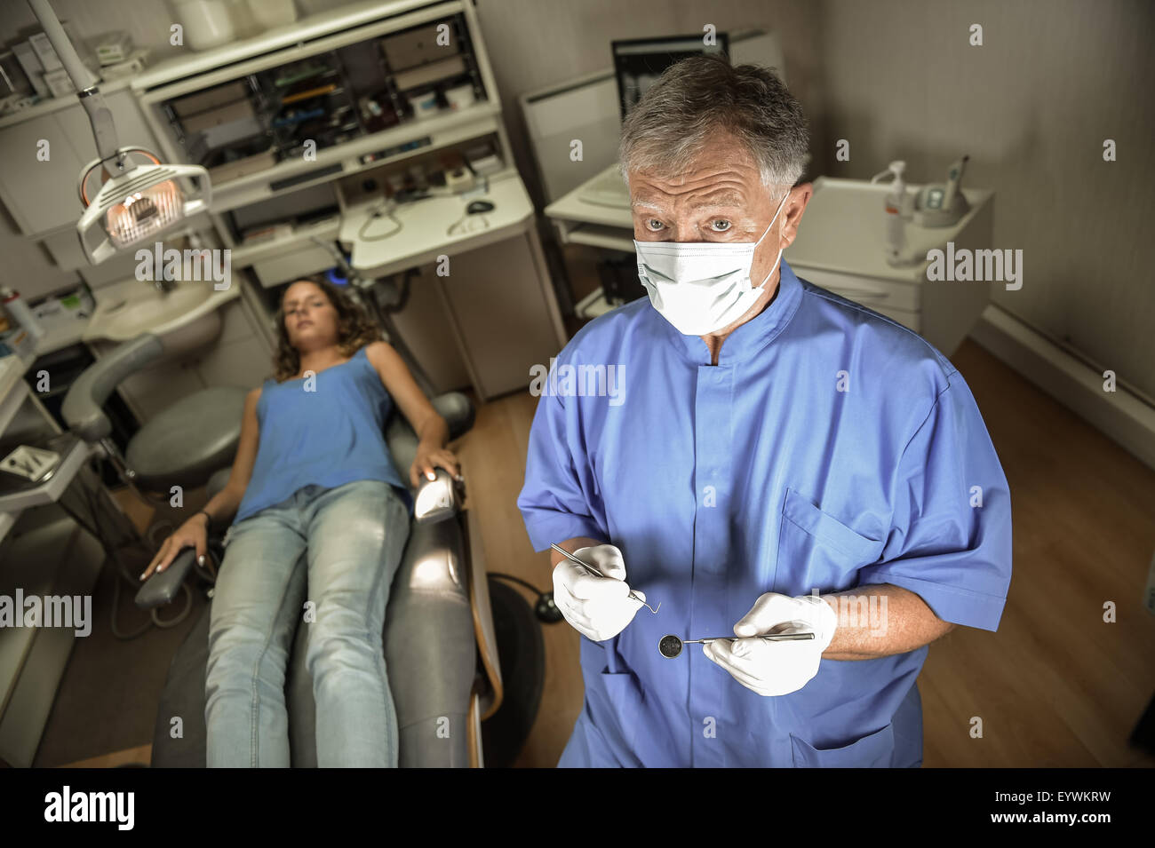 Dentist doing dental examination Stock Photo Alamy