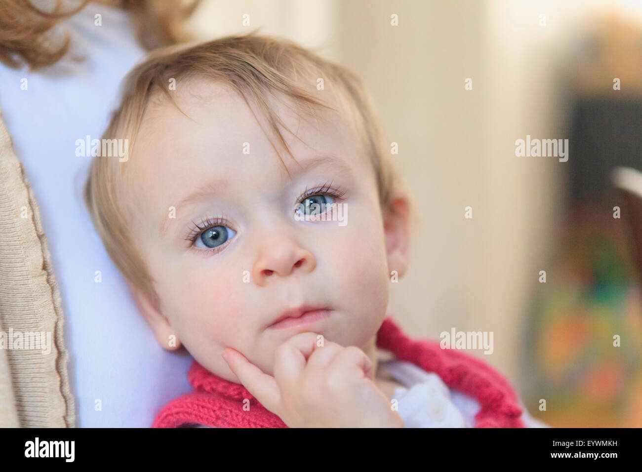 Portrait of a pensive baby girl Stock Photo