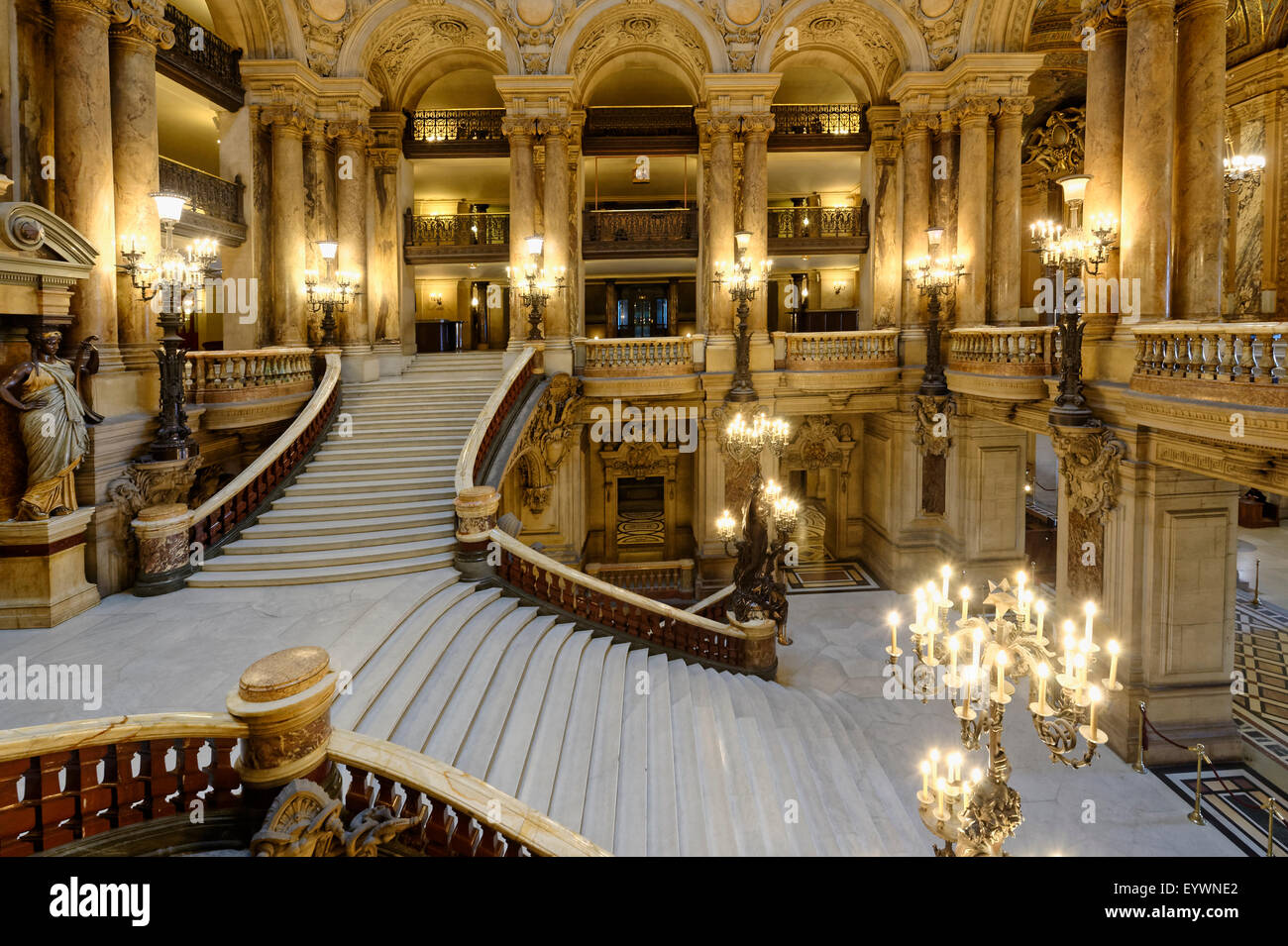 Opera Garnier, Grand Staircase, Paris, France, Europe Stock Photo