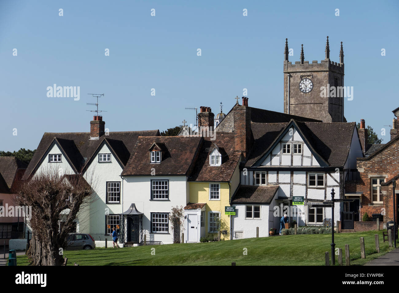 The Green and St. Mary's church, Marlborough, Wiltshire, England, United Kingdom, Europe Stock Photo