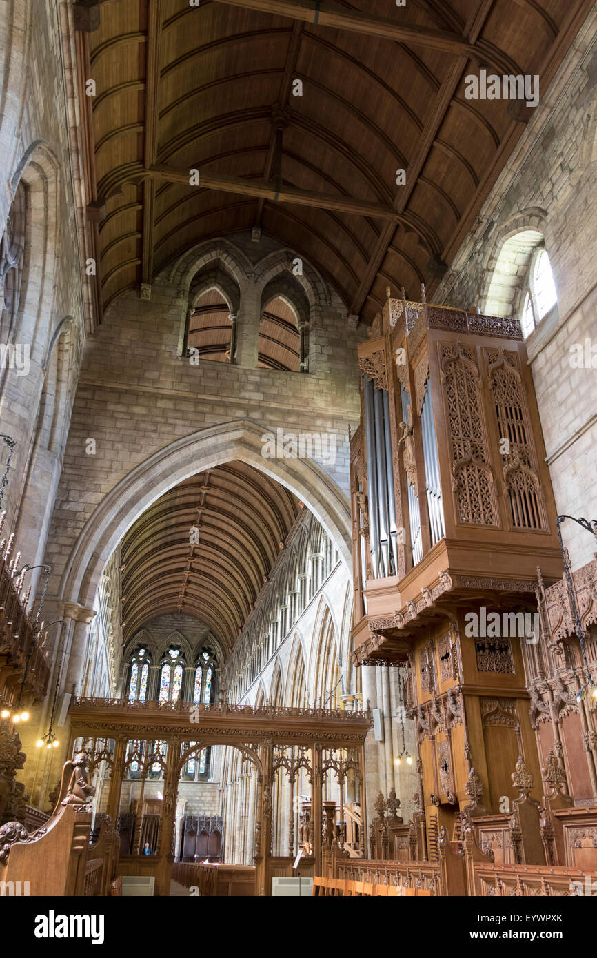 Nave and organ from the choir, Dunblane Cathedral, Dunblane, Stirling, Scotland, United Kingdom, Europe Stock Photo