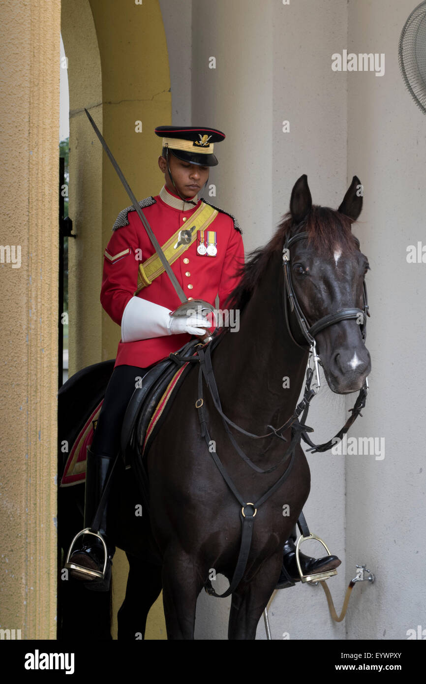 Mounted sentry at Royal Palace (Istana Negara), Kuala Lumpur, Malaysia, Southeast Asia, Asia Stock Photo