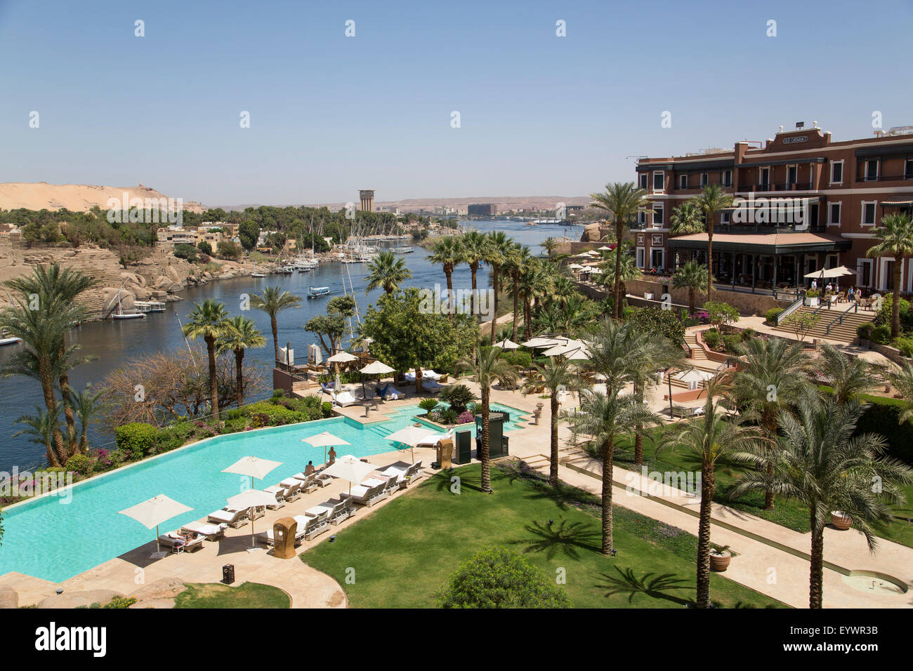 Old Cataract Hotel on the Nile River, Aswan, Egypt, North Africa, Africa Stock Photo