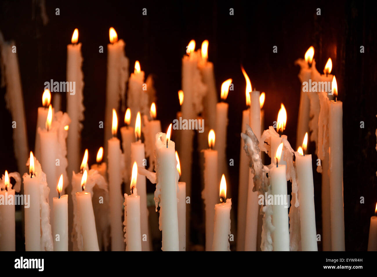 Sanctuary candles, Lourdes, Hautes Pyrenees, France, Europe Stock Photo