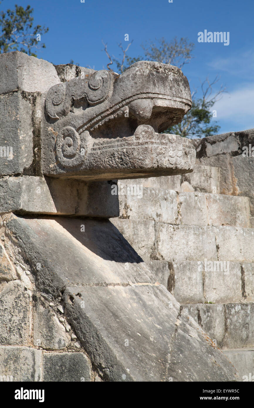 Platform of the Eagles and Jaguars, Chichen Itza, UNESCO World Heritage Site, Yucatan, Mexico, North America Stock Photo