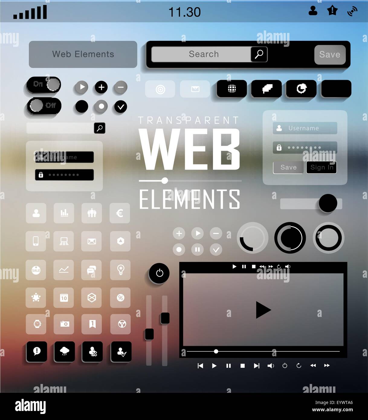 Vector Web Elements, Buttons and Labels. Site Navigation Stock Vector ...