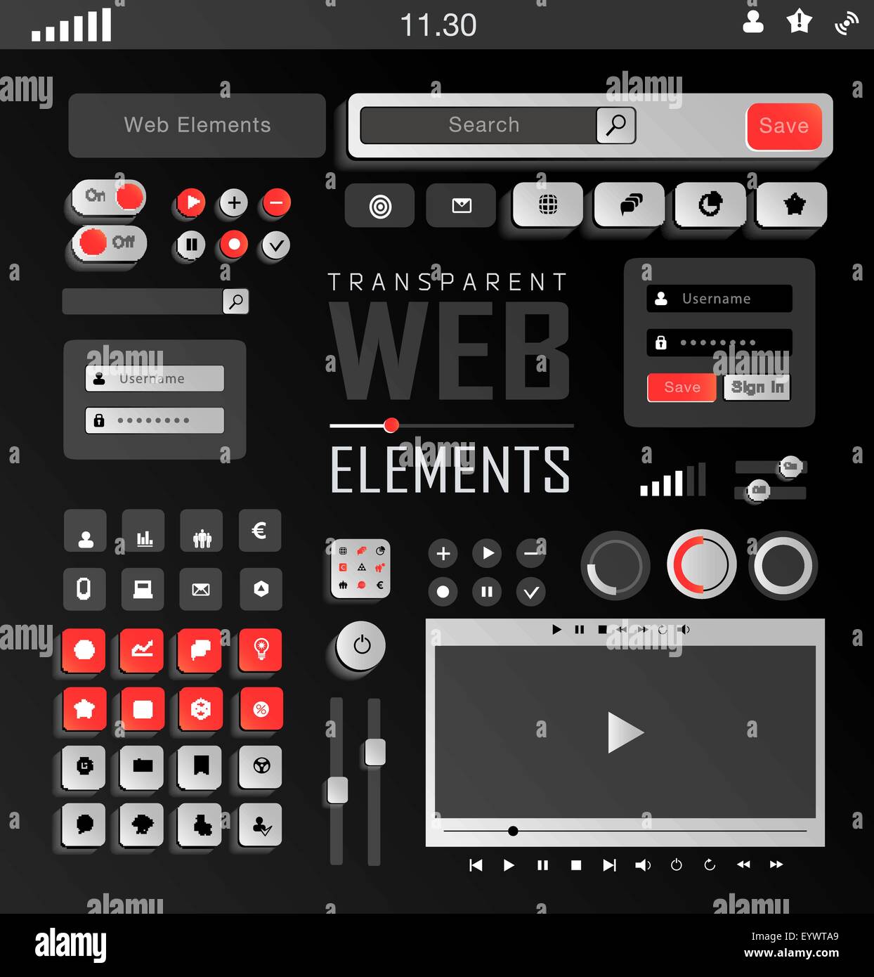 System Button Labels Vector Web Elements, Buttons and Labels. Site Navigation Stock Vector ...