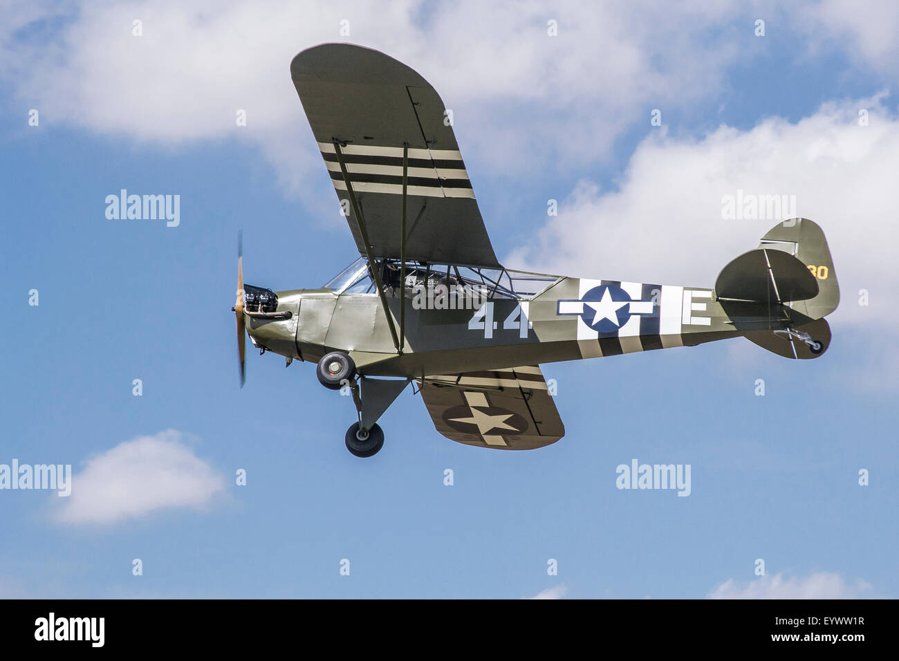 Piper L-4J Cub 48-E G-BECN built in Dec 1944 US Army military serial 44-80480 at Old Buckenham Stock Photo