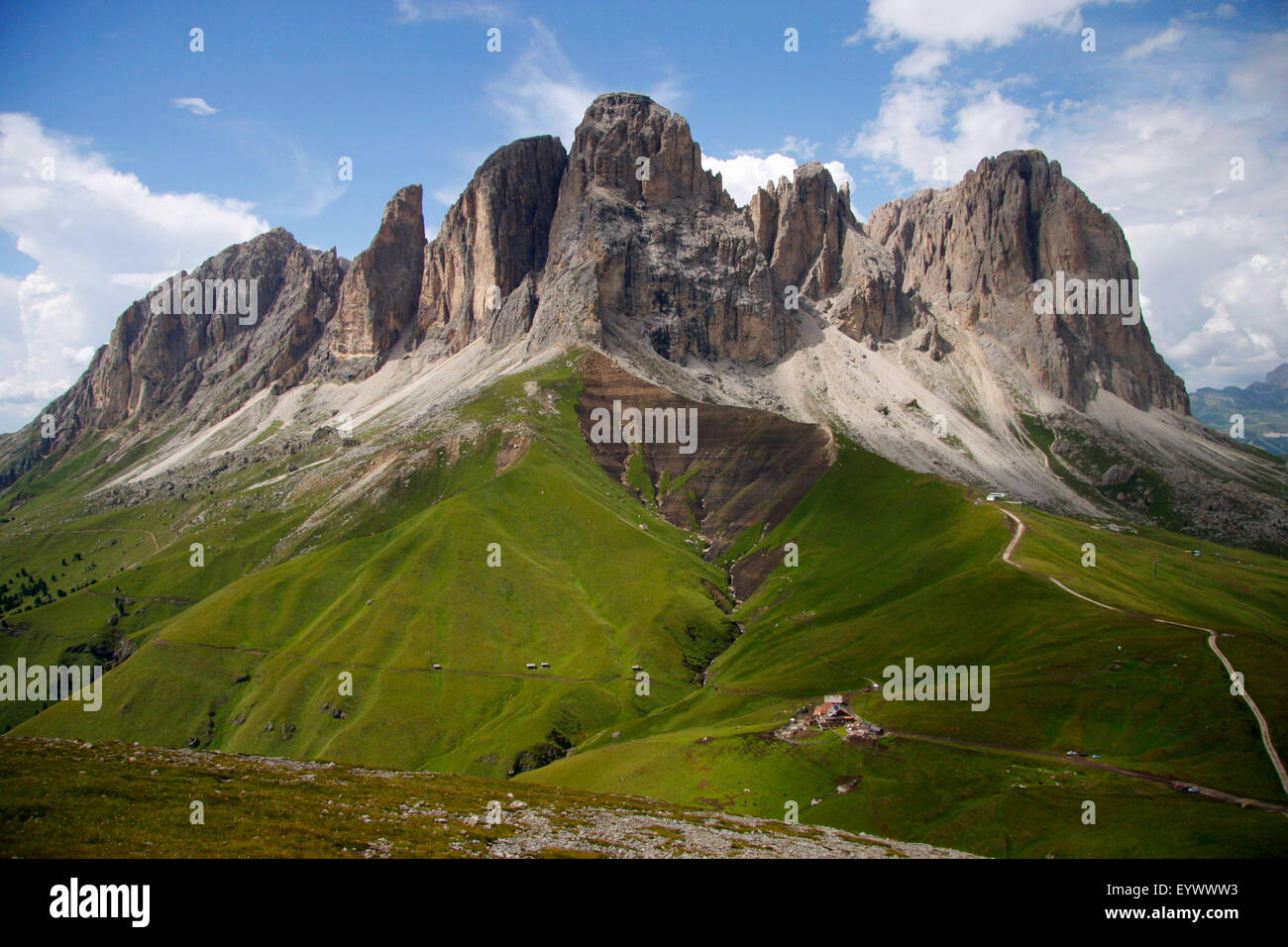 Plattkofel, Dolomiten, Italien. Stock Photo