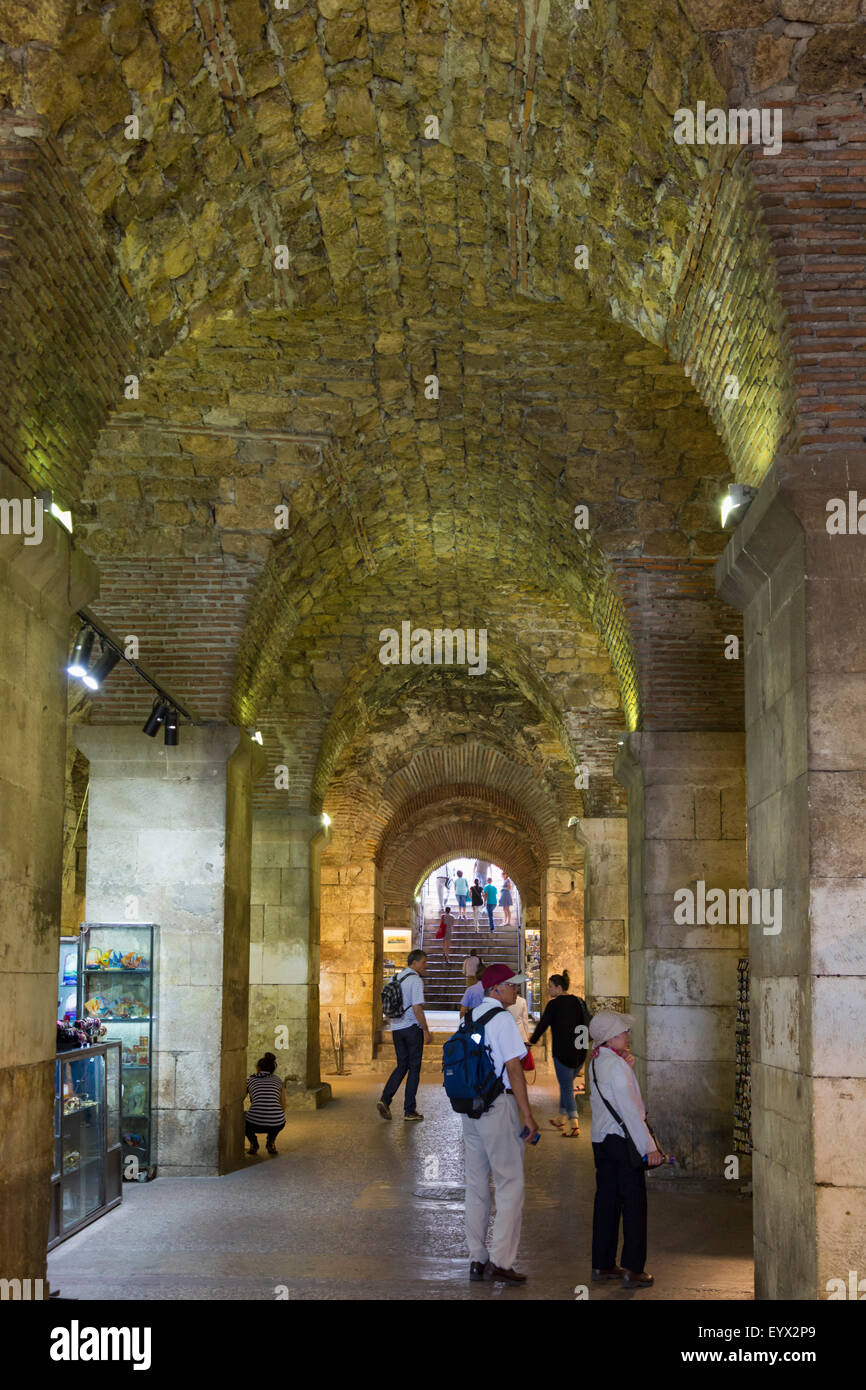 Split, Dalmatian Coast, Croatia.  The basement halls of the Palace of Diocletian. Stock Photo