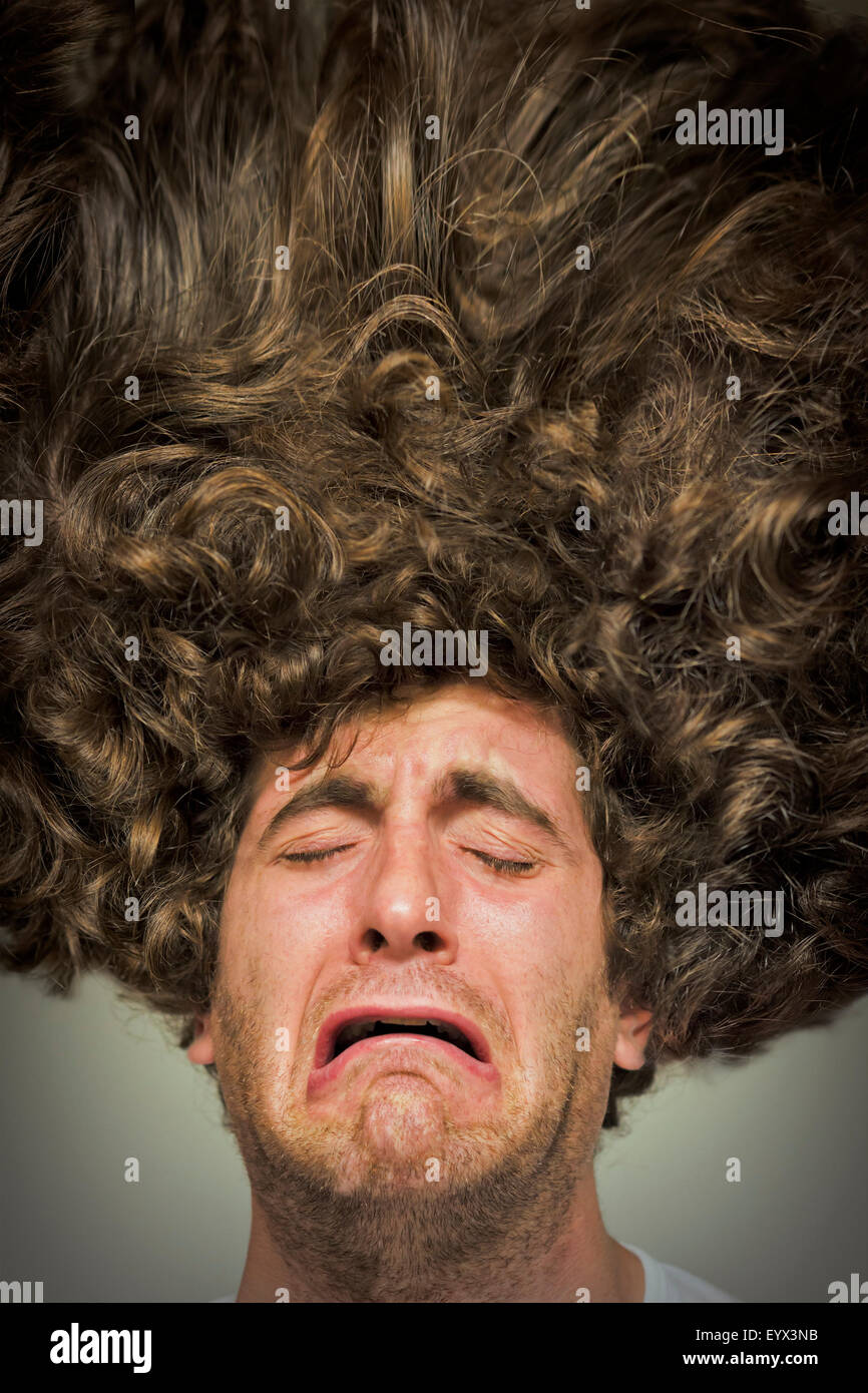 Scruffy Faced Man With Messy Curly Hair Afro Stock Photo 86010887