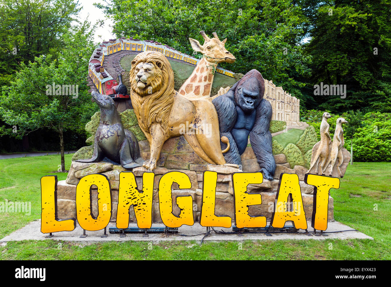 Entrance to Longleat House and Longleat Safari and Adventure Park, near Warminster, Wiltshire, England UK Stock Photo