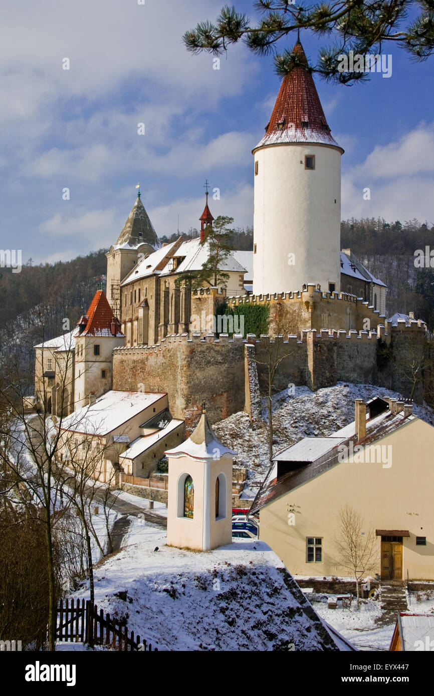 Fortified castle of Krivoklat in Prague, winter Stock Photo